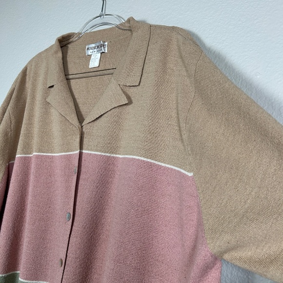 Brownstone Studio women plus size 2X short sleeve knit top 100% silk tan pink - Picture 6 of 12